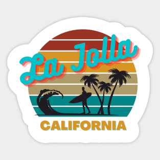 La Jolla California Retro Vintage Sunset Typography Sticker